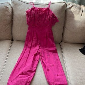 Pink cropped jumpsuit. Size XXS.